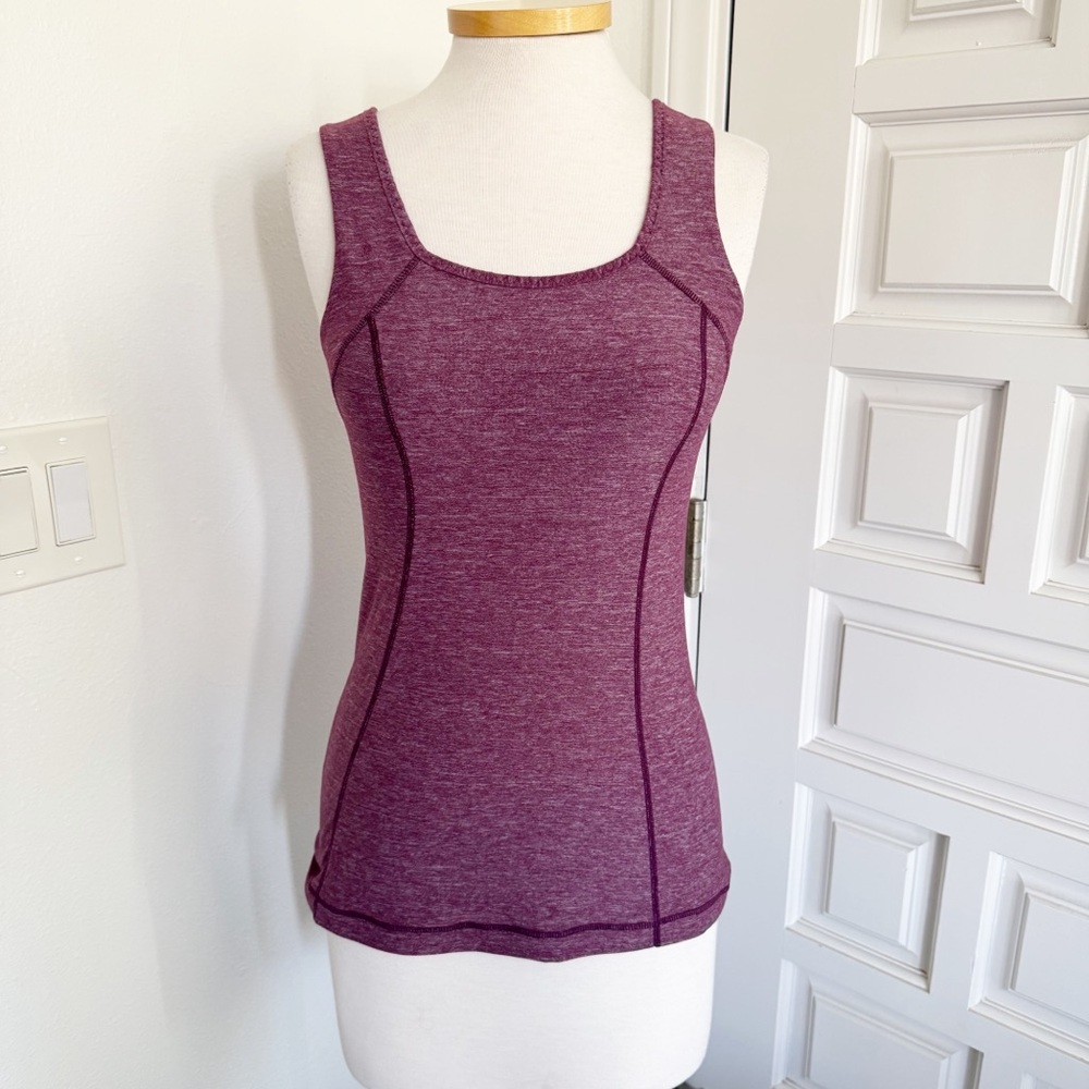 Lululemon Tank Top Heathered Purple Pink Plum Yoga Athletic Ribbon Ruffle Size 6
